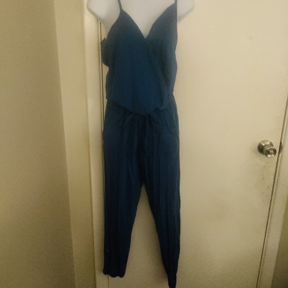 bobi Pants - 💜bobi Dark Teal Spaghetti Strap 1Pc Cinched Waist, Plunging Neck Jumper Sz.M